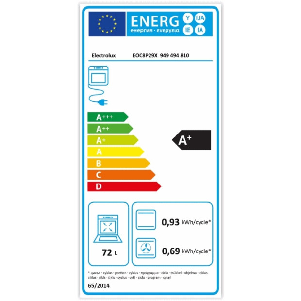Four combiné vapeur pyrolyse 72l Electrolux