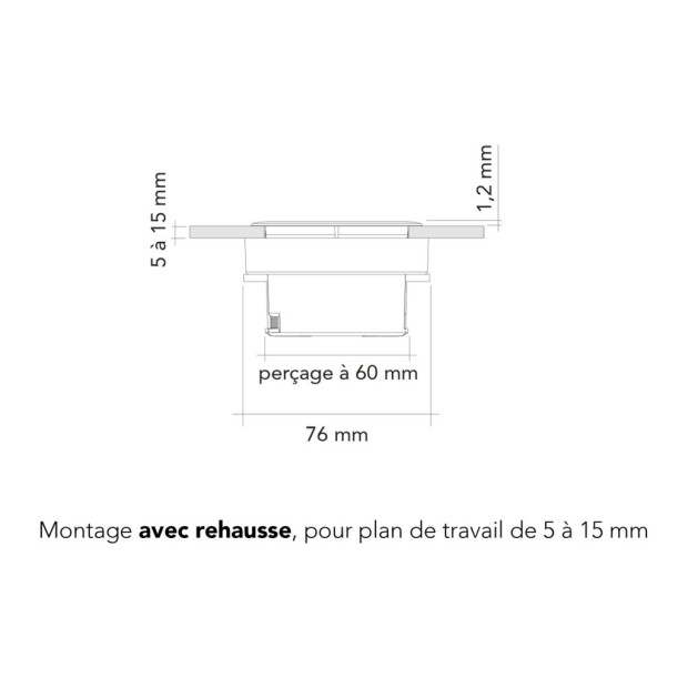 Bloc prise inox brossé à encastrer avec Usb A -Usb C
