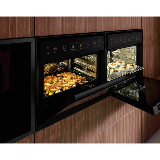 Four combiné vapeur 53 litres, cavité Inox. Verre noir