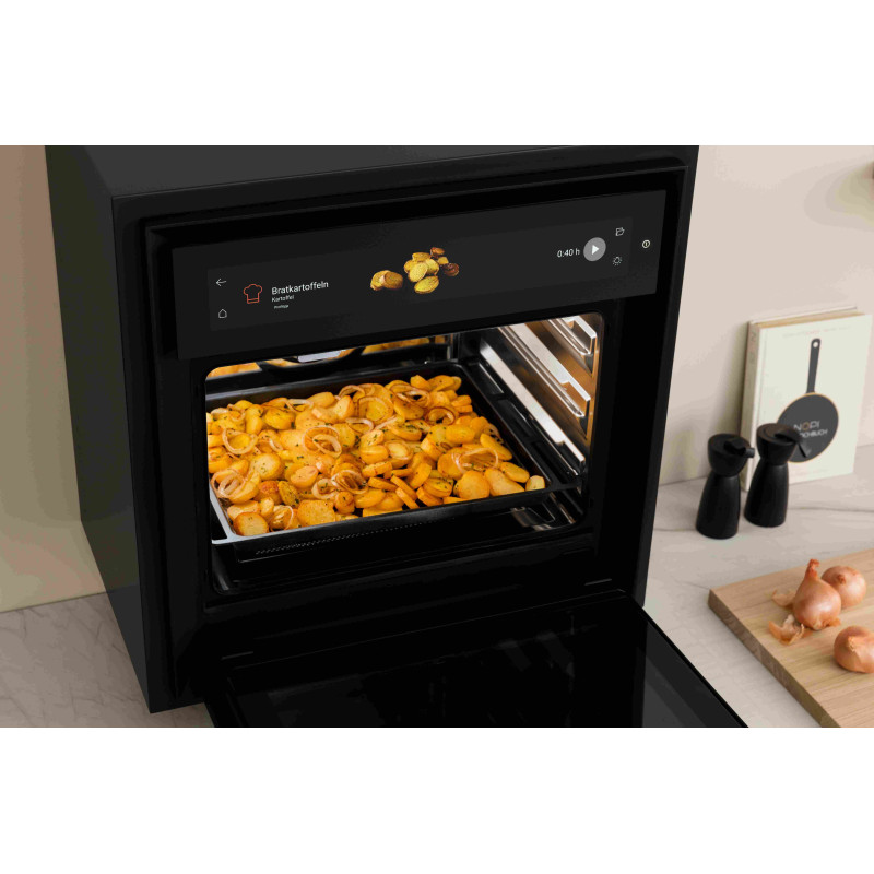 Four combiné vapeur 53 litres, cavité Inox. Verre noir