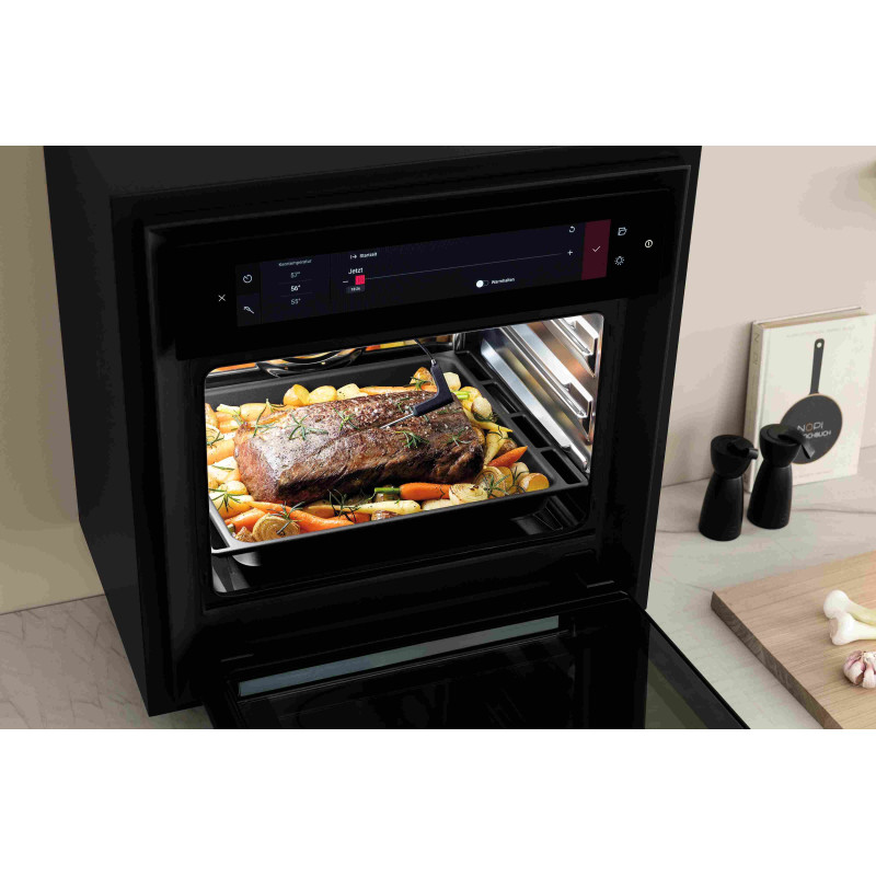 Four combiné vapeur 53 litres, cavité Inox. Verre noir