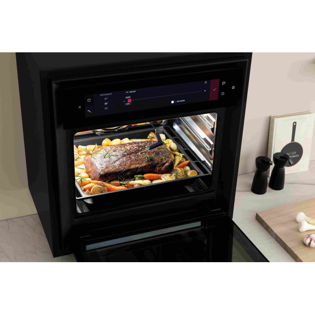 Four combiné vapeur 53 litres, cavité Inox. Verre noir