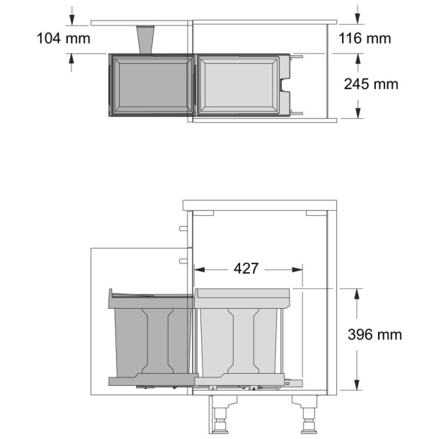 POUBELLE 1BAC 20L OUVERTURE AUTOMATIQUE MEUBLE 400MM