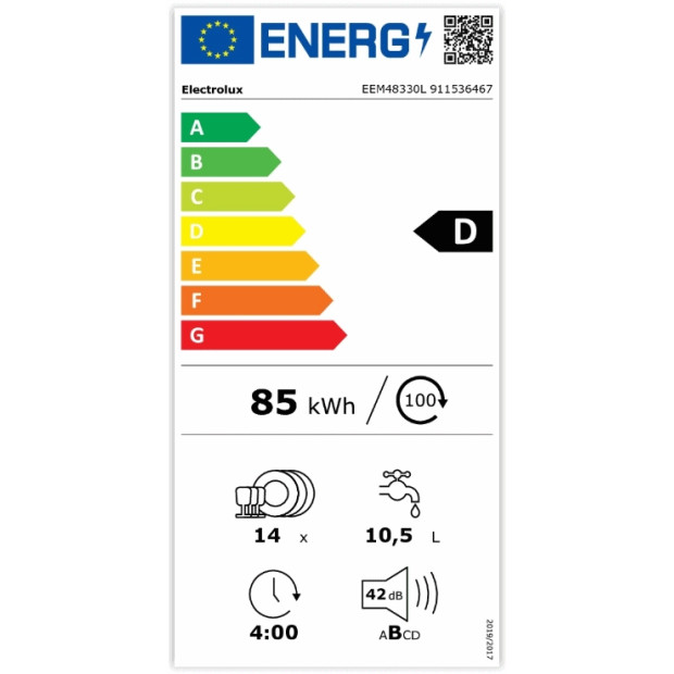 Lave vaisselle full intégrable 42db Electrolux