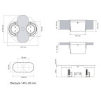 Bloc de 2 prises a encastrer Inox (fixation par le dessus)