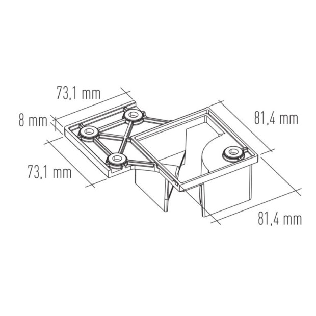 PLATINE DE FIXATION.MONTAGE AFFLEURANT PIED 80X80MM 59RIB