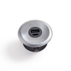 Bloc prise a encastrer USB-A et USB-C Finition Inox Brossé