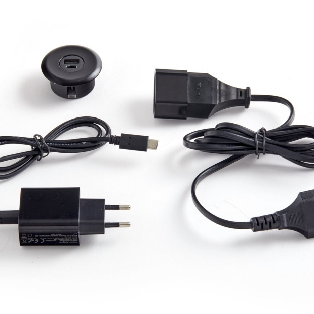 Bloc prise a encastrer USB-A et USB-C Finition Noir Mat