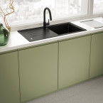 Mitigeur LINA J douchette levier lateral Noir mat FRANKE