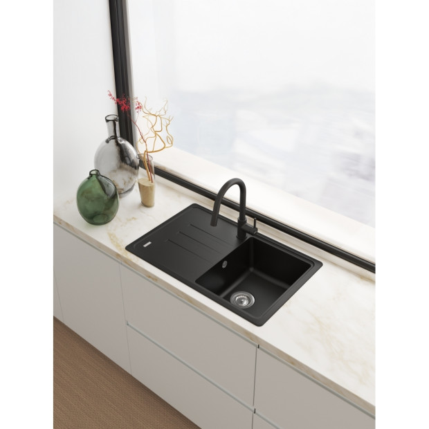 Mitigeur LINA J douchette levier lateral Noir mat FRANKE