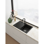 Mitigeur LINA J douchette levier lateral Noir mat FRANKE