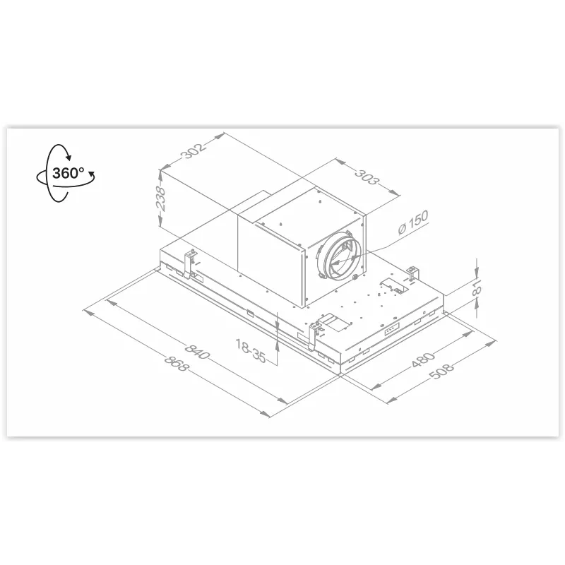Hotte plafonnier intégrée 90cm inox Novy Pure'Line Pro 6932