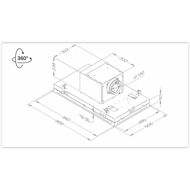 Hotte plafonnier intégrée 90cm inox Novy Pure'Line Pro 6932