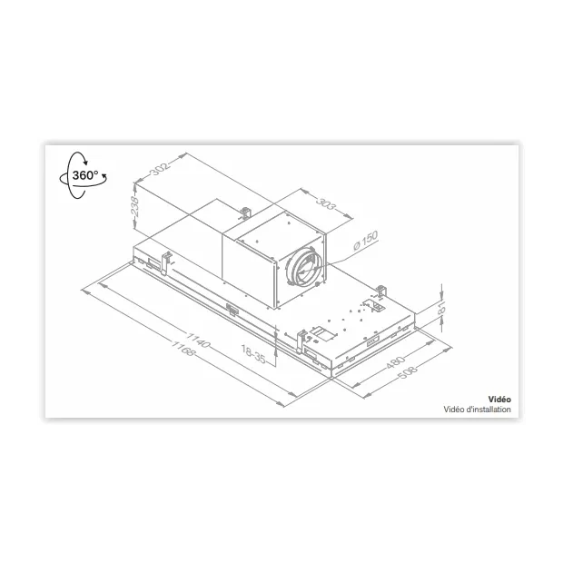 Hotte plafonniers Novy Pureline Pro 120 cm Noir