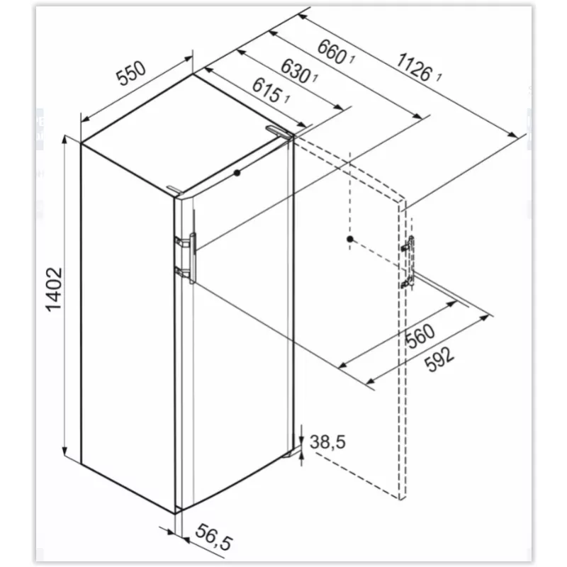 Réfrigérateur posable 1 porte 140cm Liebherr