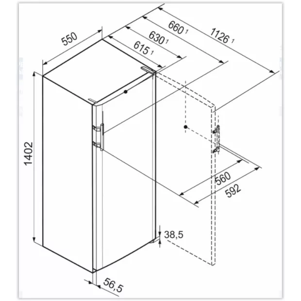 Réfrigérateur posable 1 porte 140cm Liebherr