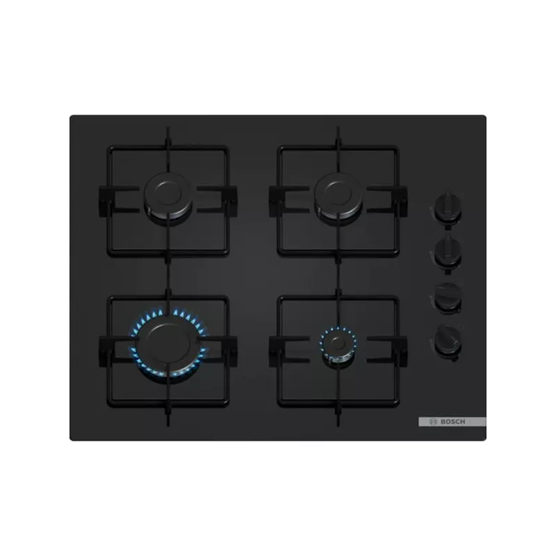 Table de cuisson 4 feux gaz verre noir Bosch