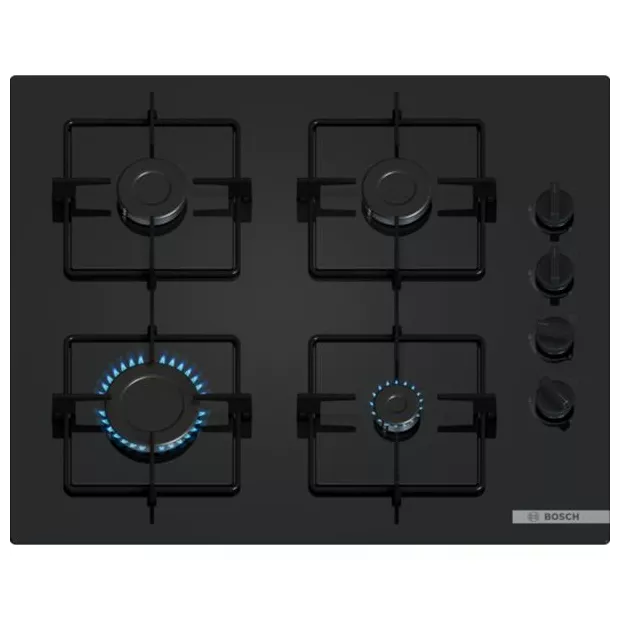 Table de cuisson 4 feux gaz verre noir Bosch