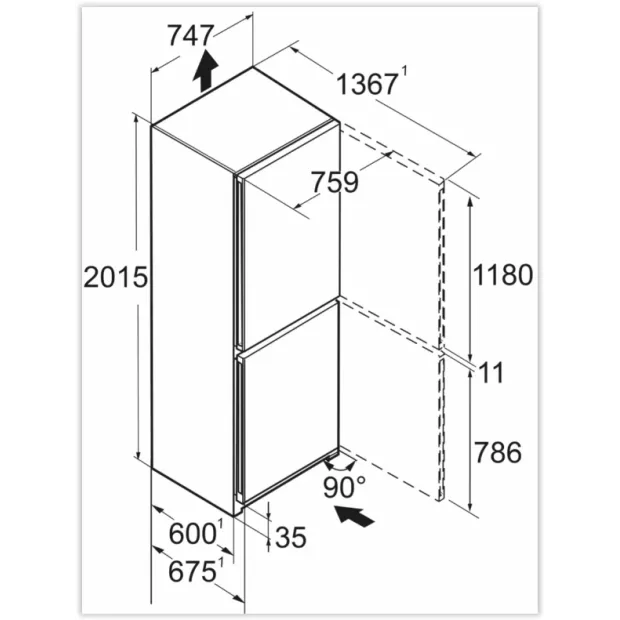 Réfrigérateur combiné 75cm 485l inox Liebherr