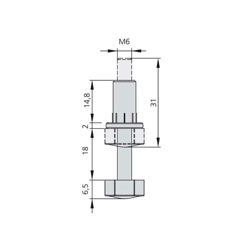 Lot de 20 vérins réglable hexagonaux M6 acier et plastique