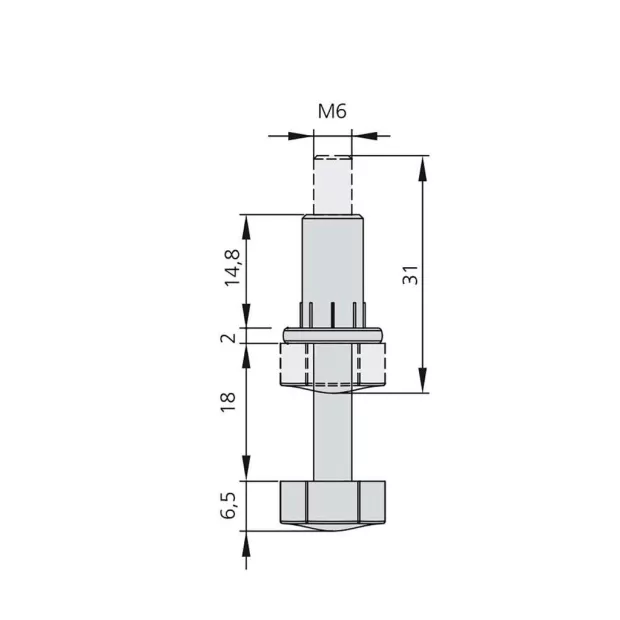 Lot de 20 vérins réglable hexagonaux M6 acier et plastique