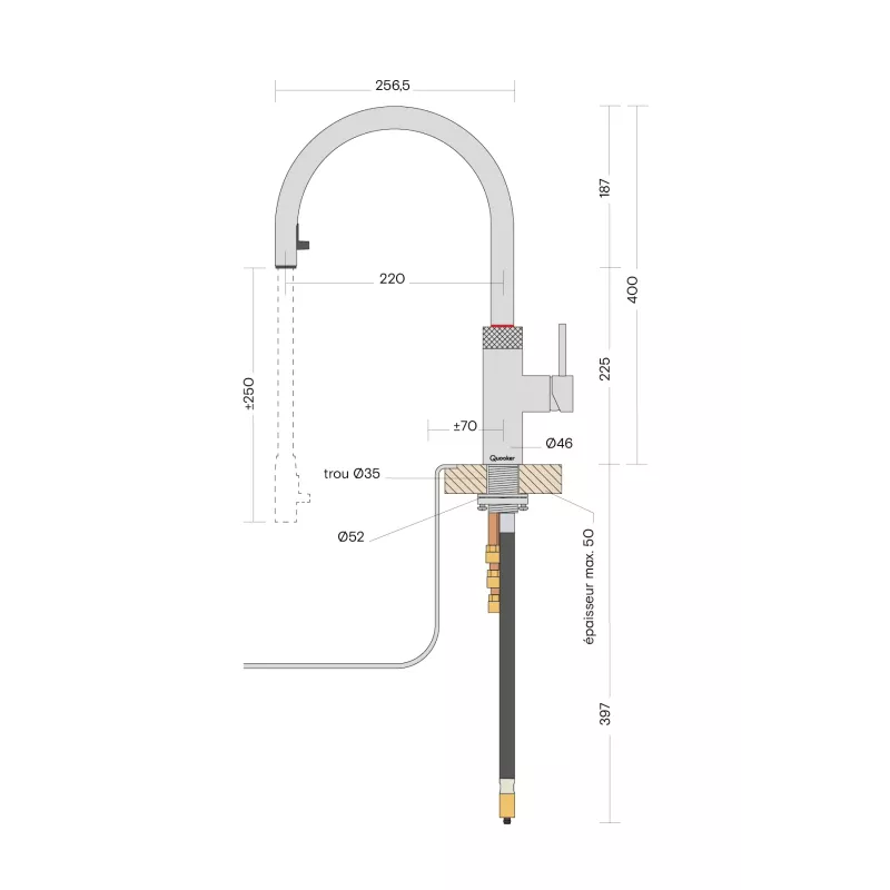 Mitigeur eau bouillante Douchette Flex Chromé réservoir PRO3
