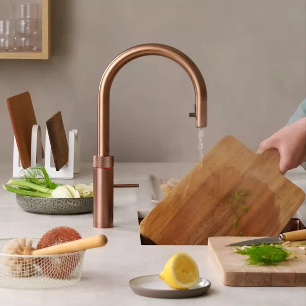Mitigeur eau bouillante Douchette Flex Cuivre rosé avec PRO3