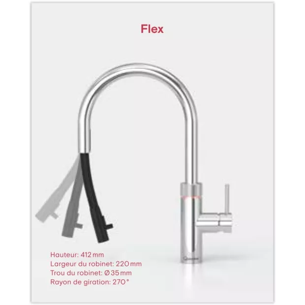 Mitigeur eau bouillante Douchette Flex Cuivre rosé avec PRO3
