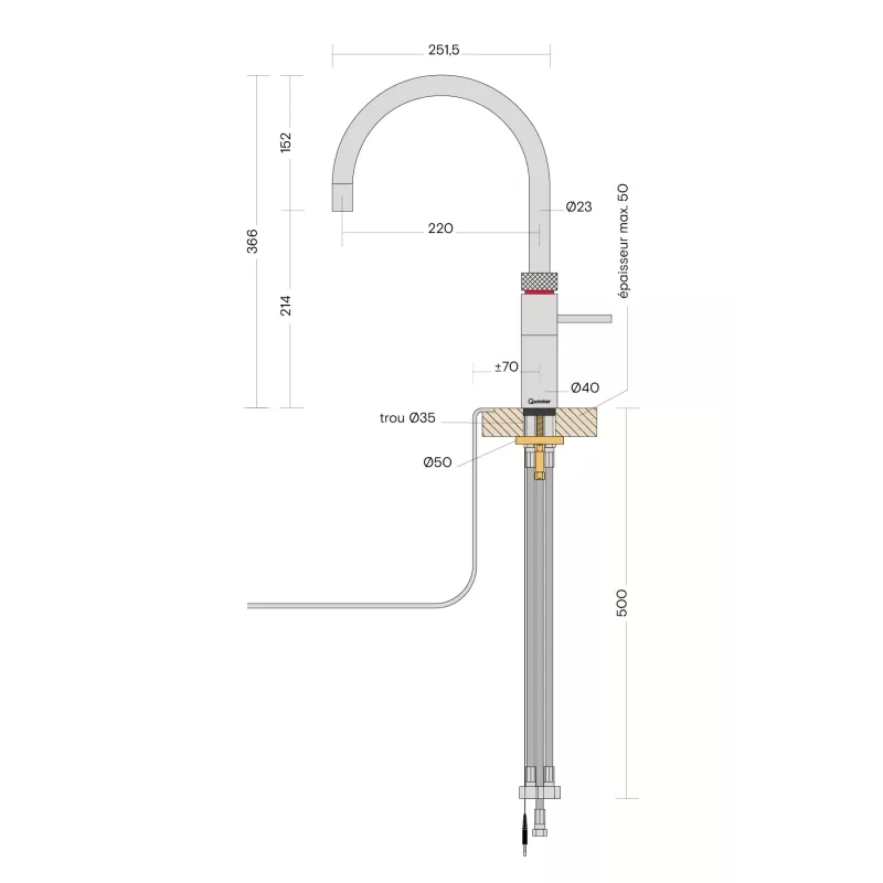 Mitigeur eau bouillante Douchette Fusion Round Chromé - PRO3