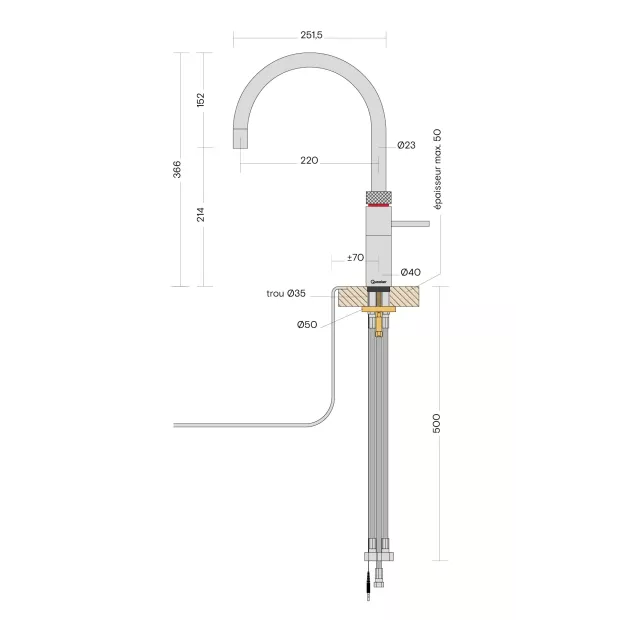 Mitigeur eau bouillante Fusion Gun Métal - Réservoir PRO3