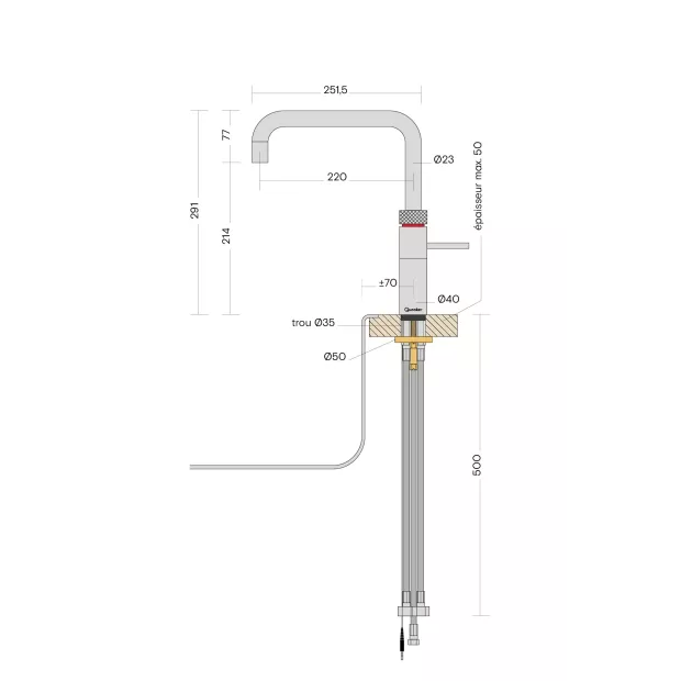 Mitigeur eau bouillante Fusion Square Noir - Réservoir PRO3