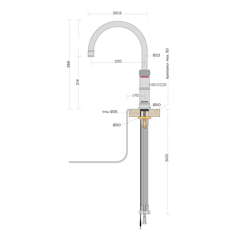 Mitigeur eau bouillante Classic Fusion round Inox -PRO3