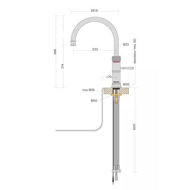 Mitigeur eau bouillante Classic Fusion round Inox -PRO3