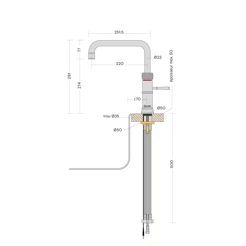 Mitigeur eau bouillante Classic Fusion Square Inox -PRO3