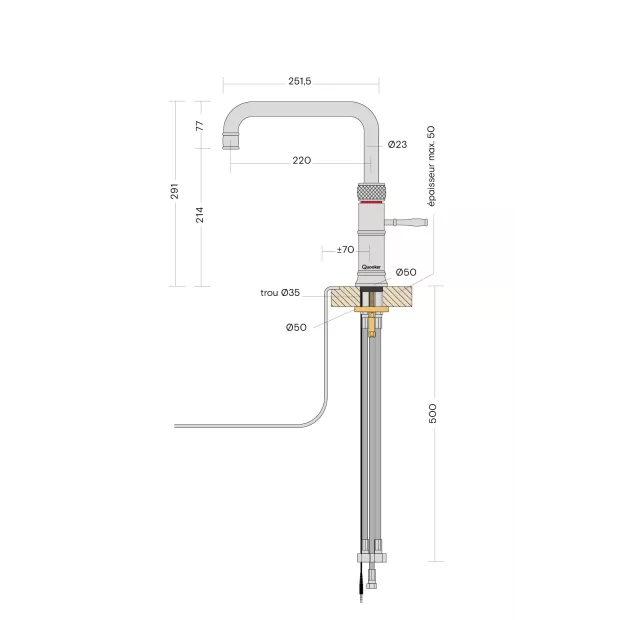 Mitigeur eau bouillante Classic Fusion Square Chromé -PRO3