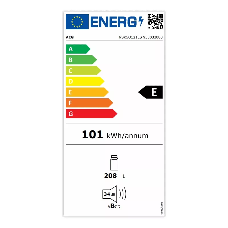 Réfrigérateur intégrable 1 porte 208l AEG