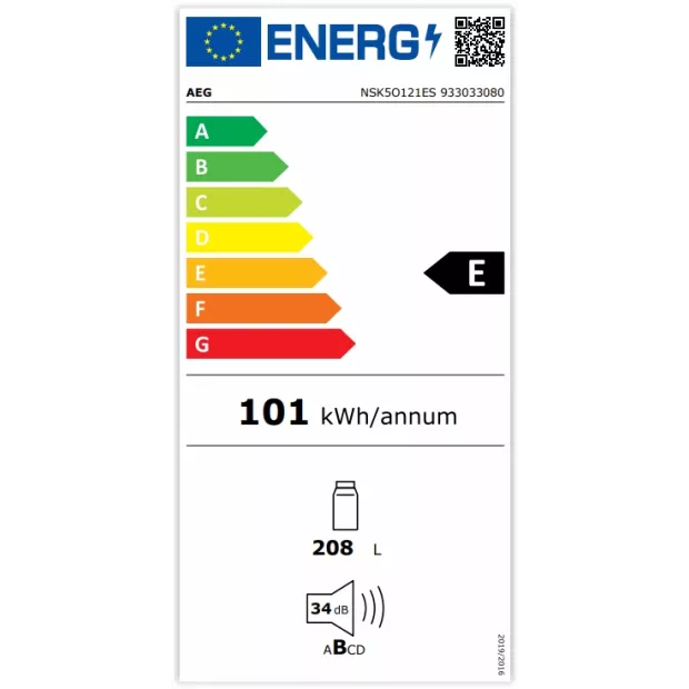 Réfrigérateur intégrable 1 porte 208l AEG