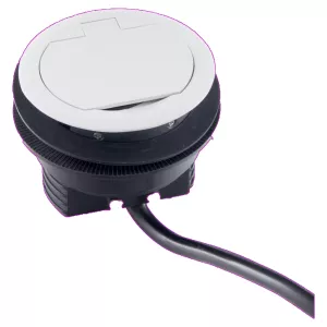 Prise blanche 16A. USB-A 1A-5V à encastrer plan travail