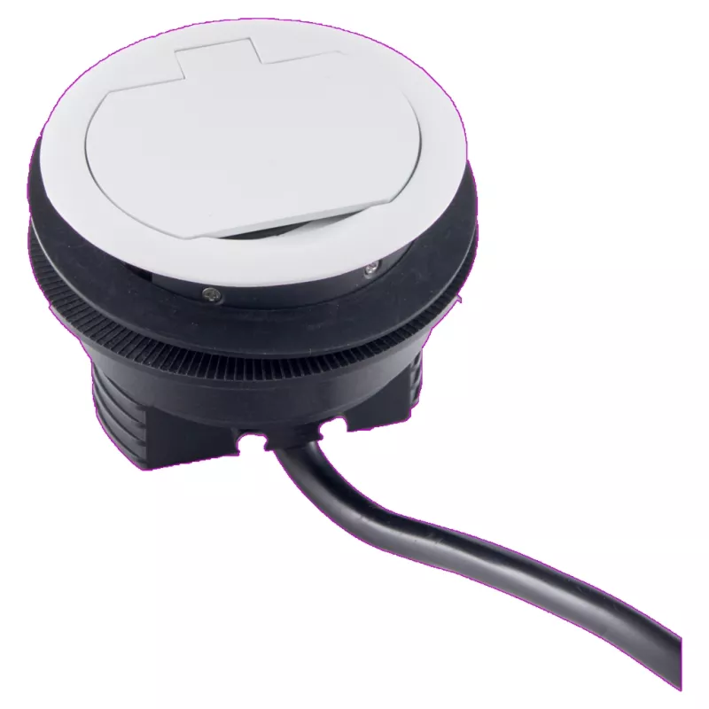Prise blanche 16A. USB-A 1A-5V à encastrer plan travail