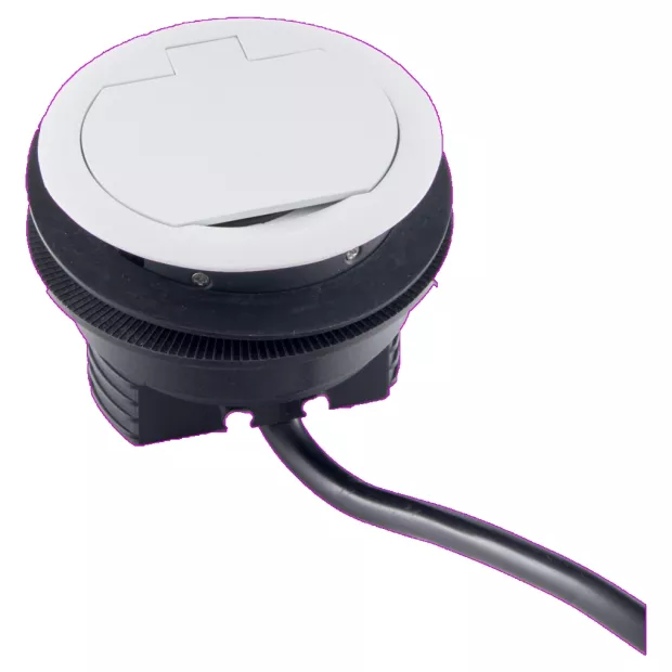 Prise blanche 16A. USB-A 1A-5V à encastrer plan travail