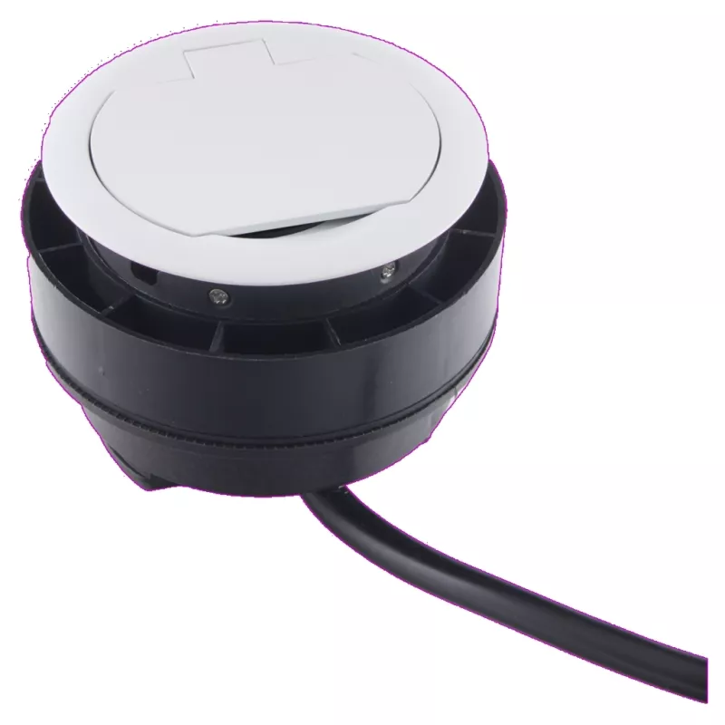 Prise blanche 16A. USB-A 1A-5V à encastrer plan travail