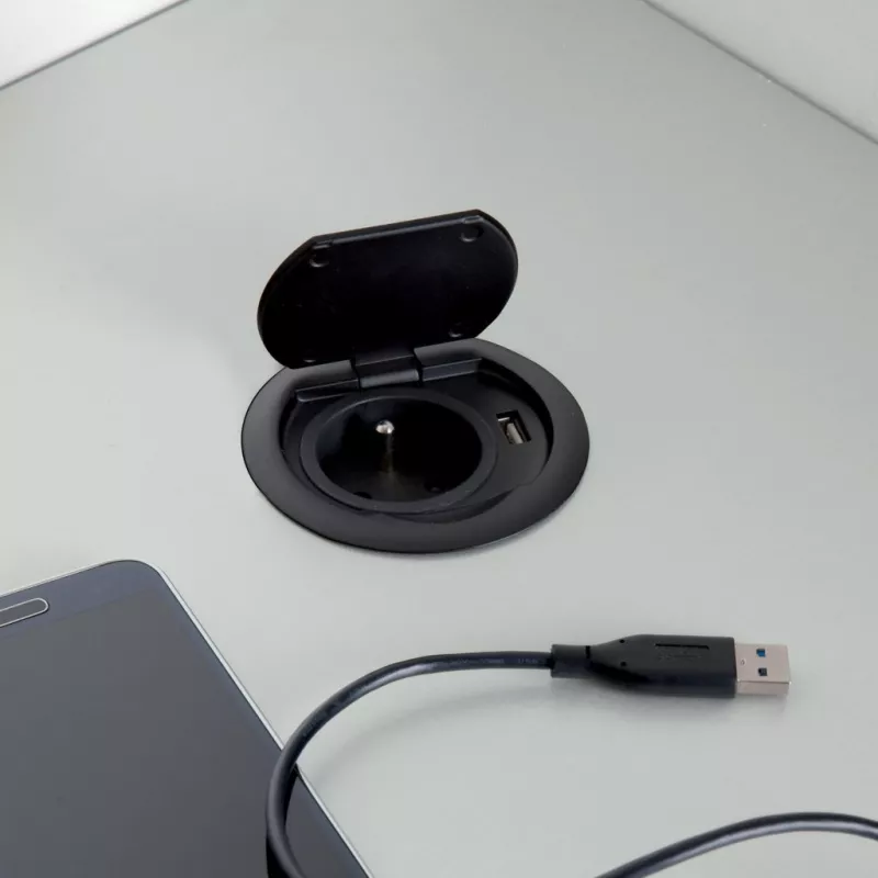 Bloc prise avec USB affleurant Ring à clapet