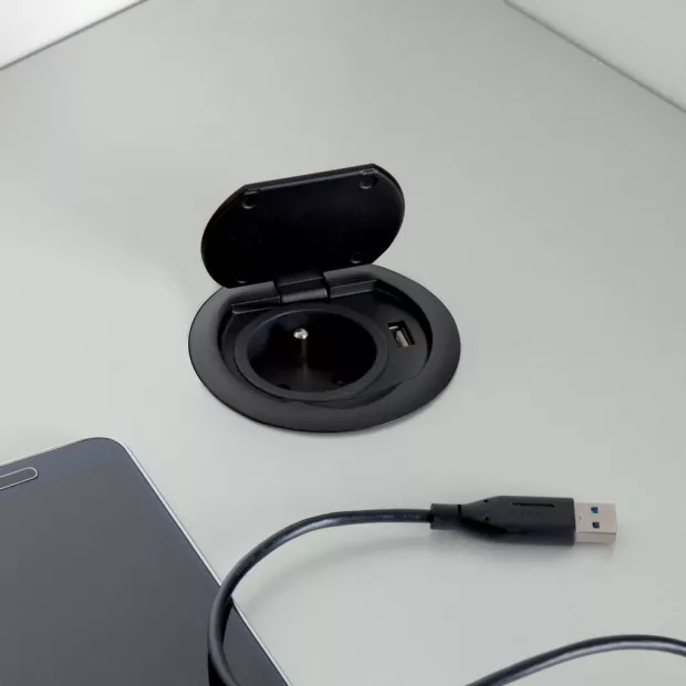 Bloc prise avec USB affleurant Ring à clapet