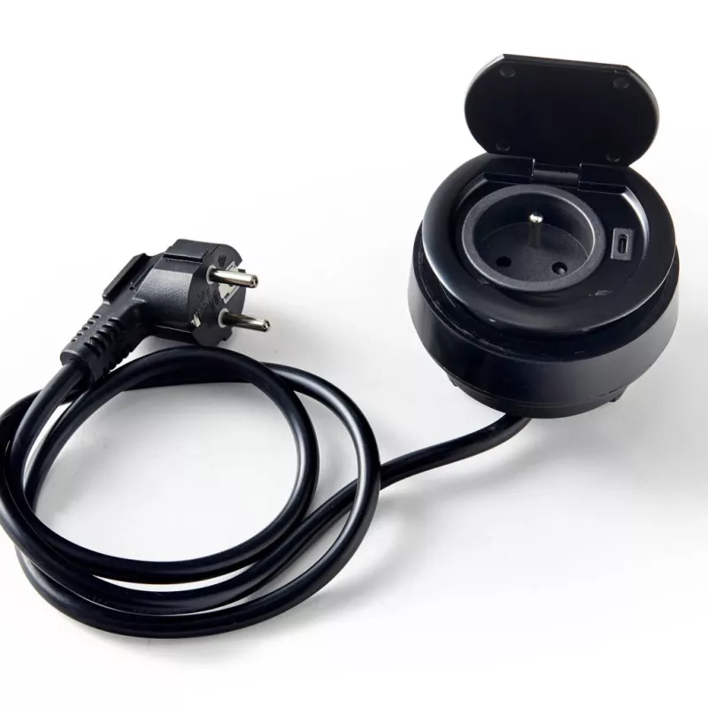 Bloc prise avec USB-C affleurant ring à clapet