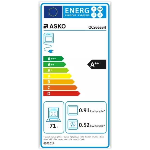 Four encastrable combiné vapeur 71l Asko