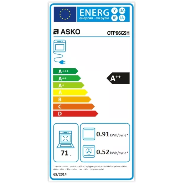 Four encastrable multifonction pyrolyse Asko OTP66GSH