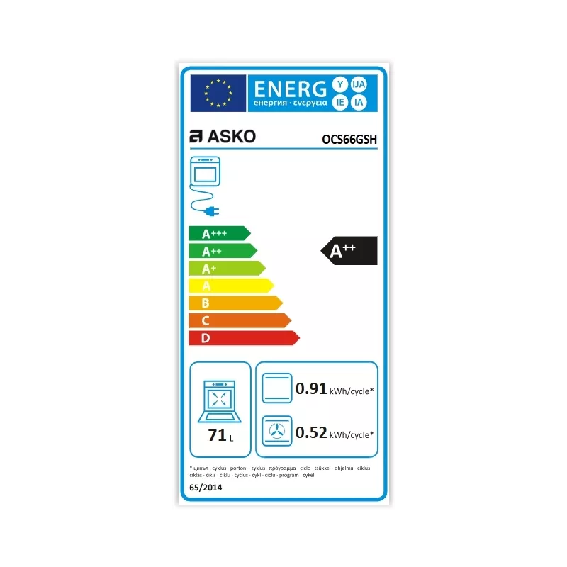 Four encastrable pyrolyse noir mat 71l Asko