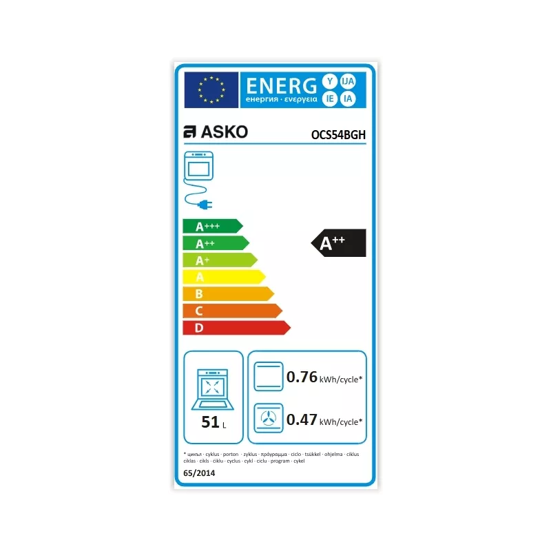 Four combiné vapeur 51l 45cm noir Asko OCS54BGH