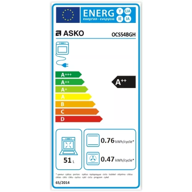 Four combiné vapeur 51l 45cm noir Asko OCS54BGH