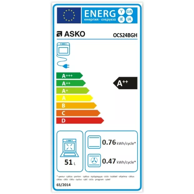 Four encastable combiné vapeur 45cm noir Asko